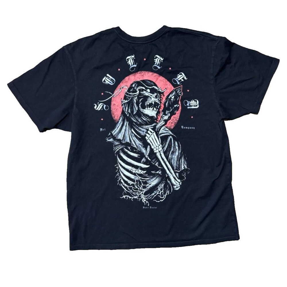 Sullen Art Collective Sorcerer Standard Black Graphic Tee Skull Grunge 2XL GUC